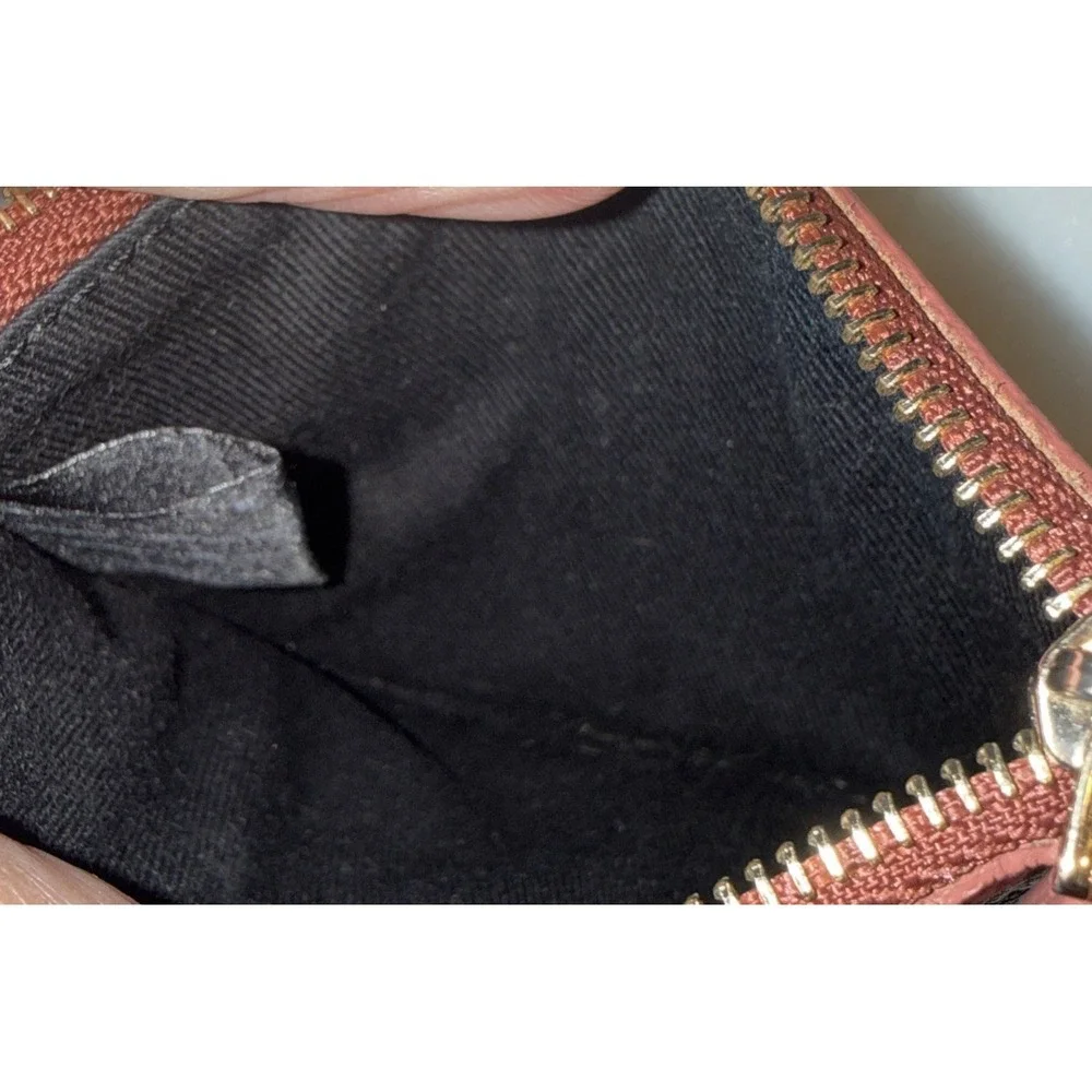 Sézane Pouchette Pebbled Brown Cow Skin Leather Zip Card Wallet 5.5